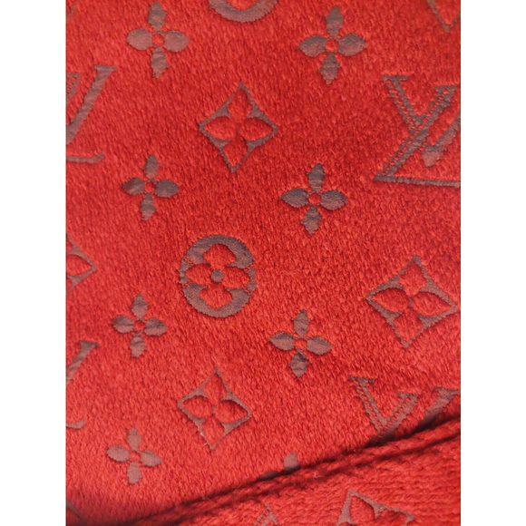 Louis Vuitton LV Monogram Logomania Dark Red Scarf Pre-Owned $635 - Picture 9 of 11